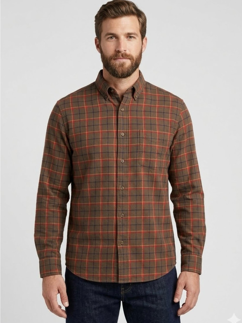 Vintage L.L Bean Plaid Button Down Shirt LG Men’s Tall Brown Red - 375 casual